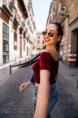 Woman looking at camera smiling