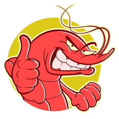 Funny shrimp makes thumb up