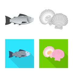 Isolated object of fresh and restaurant logo. Set of fresh and marine vector icon for stock.