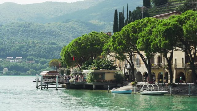Arriving in Morcote with the local public boat on Lake Lugano