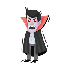 Cartoon vampire with fangs. Vector illustration on a white background.