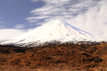 Tongariro crossing in winter,mount ngauruhoe, the great walk, New Zealand, Tongariro National park