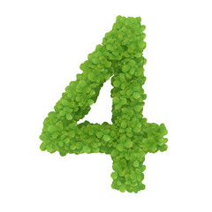Number 4, alphabet of green leaves