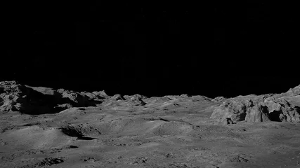 Fototapete Schwarz Mondoberfläche, Mondlandschaft