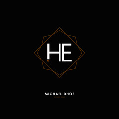 H E HE Initial logo letter with minimalist concept. Vector with scandinavian style logo.