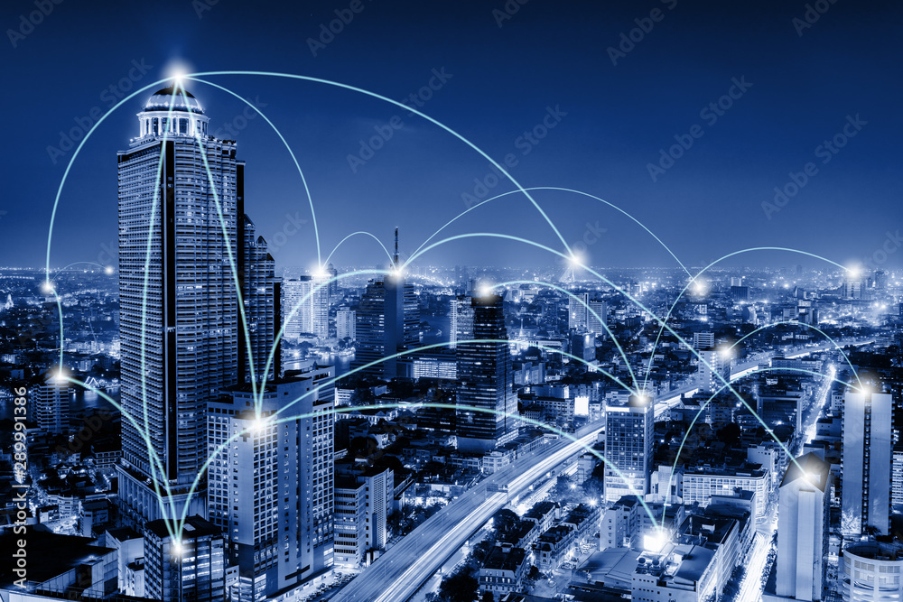 Poster network telecommunication and communication connect concept, connection 5g networking system of infr