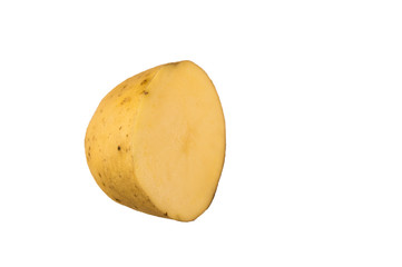 One half of potato isolated on white background