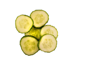 Slices of cucumber isolated on white background
