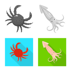 Isolated object of fresh and restaurant icon. Collection of fresh and marine stock symbol for web.