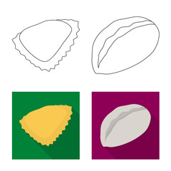 Vector design of products and cooking symbol. Set of products and appetizer vector icon for stock.