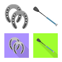Vector illustration of equipment and riding icon. Set of equipment and competition stock vector illustration.