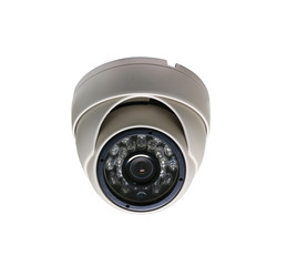 Dome of CCTV recorder Camera isolated on white background.
