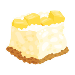 Lush cake with slices of pineapple. Vector illustration on a white background.