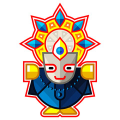 Shri Balabhadra - Lord of the Universe, Indian God. Ratha Yatra hindu festival in Puri. Colorful vector icon.