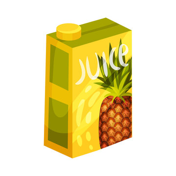 Box With Pineapple Juice. Vector Illustration On A White Background.