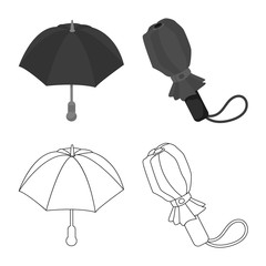 Isolated object of protection and closed icon. Set of protection and rainy stock vector illustration.