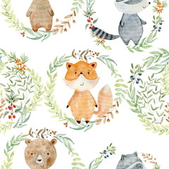 Watercolor forest pattern.