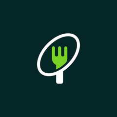 Fork Circle Planet Creative Modern Icon Logo Design Template Element Vector Illustration