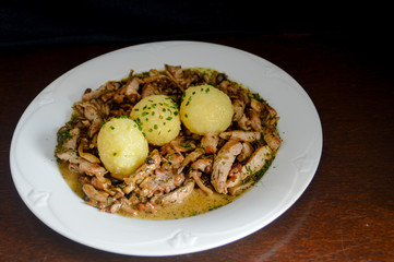 German Potato Dumplings (Kartoffelkloesse), traditional dish that is most popular in South Germany