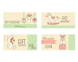 Fototapeta premium Collection of horizontal Christmas gift vouchers