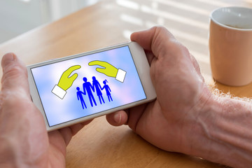 Family protection concept on a smartphone