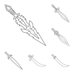 Vector design of game and armor sign. Collection of game and blade stock symbol for web.