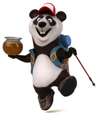 Fun 3D panda backpacker cartoon character © Julien Tromeur