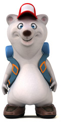 Fun 3D bear backpacker cartoon character