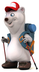 Fun 3D bear backpacker cartoon character