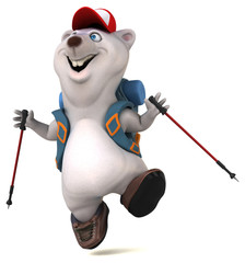 Fun 3D bear backpacker cartoon character