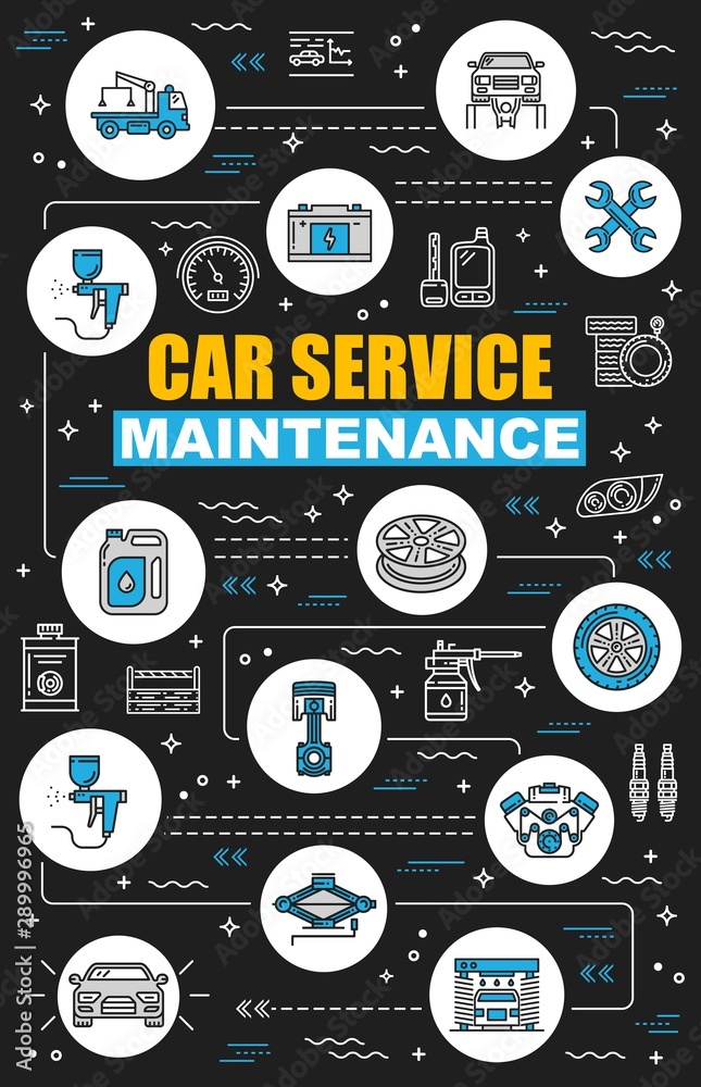 Wall mural car service center, maintenance and diagnostics