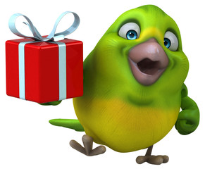 Fototapeta premium Fun green bird - 3D Illustration