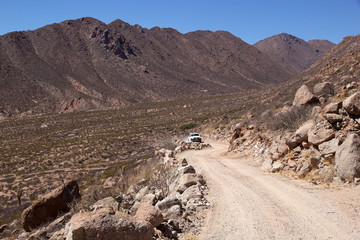 Car along the road to Angastaco, Argentina