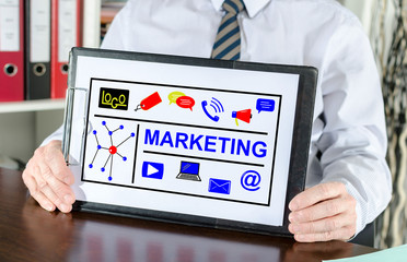Marketing concept on a clipboard