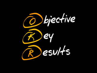 OKR - Objective Key Results acronym, business concept background
