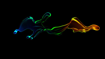 Splash fluid. 3d illustration, 3d rendering.