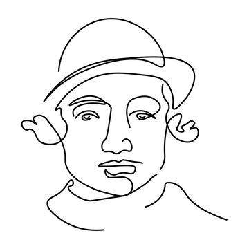 recommend clip art: Jewish man outline portrait, facial expression isolated icon