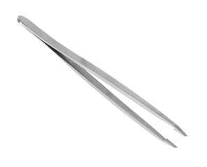 metal eyebrow tweezers on isolated white background