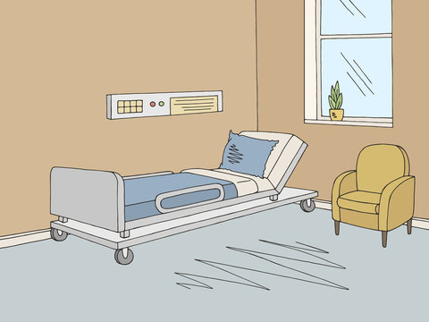 Hospital ward graphic color interior sketch illustration vector