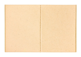 open notepad of kraft paper on isolated white background
