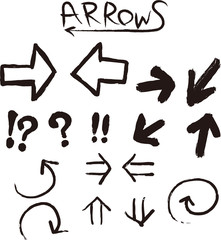 矢印　白黒イラスト