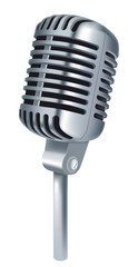 Fototapeta premium Mic or retro microphone isolated object, record studio or stag
