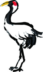 鶴　和風墨絵イラスト
