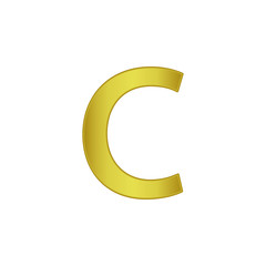 letter C. Golden letters, small gold letter of  alphabet.  vector