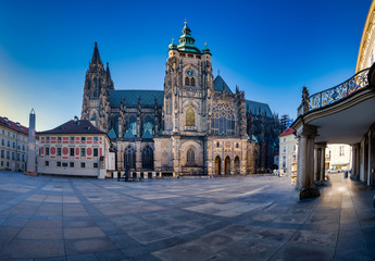 Fototapeta na wymiar Prague St. Vitus Cathedral before the evening