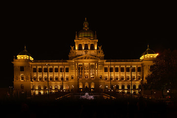 Fototapeta na wymiar Prague National Museum at night. 