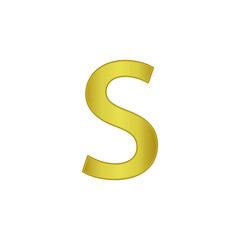 letter S. Golden letters, small gold letter of  alphabet.  vector