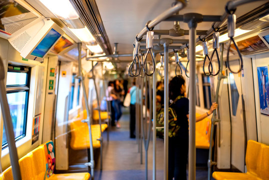 Corridors And Cabins Within The Bts Sky Train To Travel In Bangkok Thailand 13 Aug 2019 