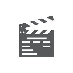 Clapper board icon on white