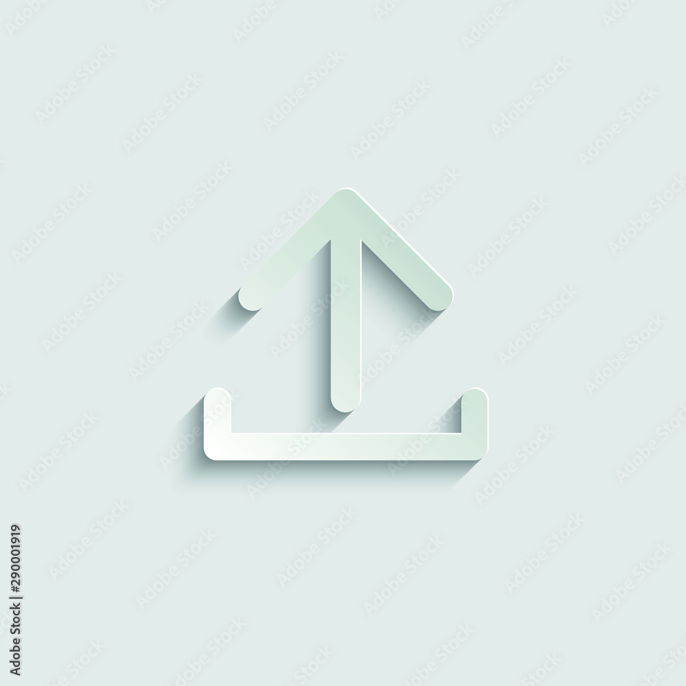 Poster upload icon. cloud upload vector icon. line vector symbol paper icon with shadow